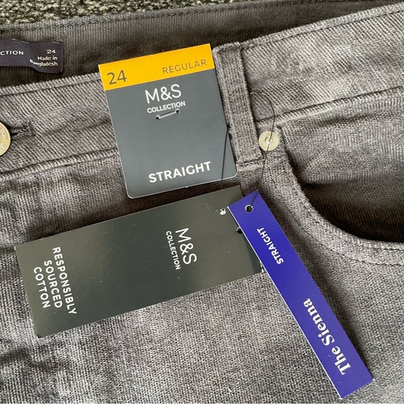 Marks & Spencer Pants - MARKS AND SPENCER BNWT Grey Cord Corduroy Trousers Plus Size 24 R